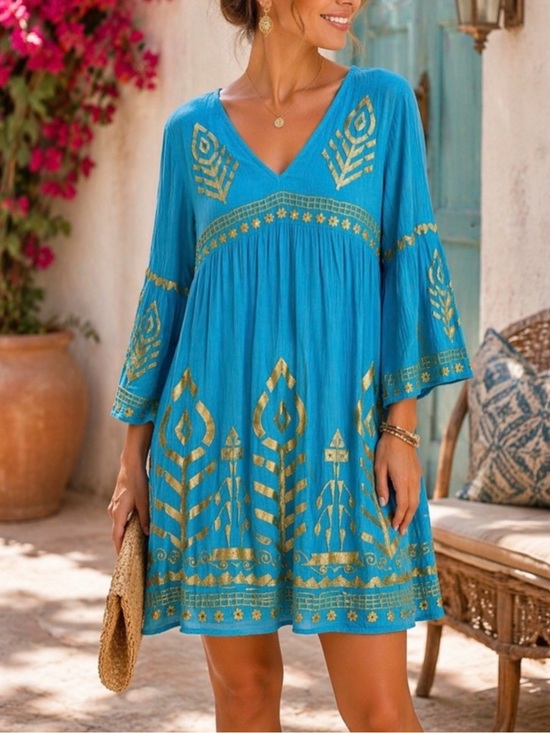 Soft Surroundings Dresses & Skirts - NWT Soft Surroundings Embroidered Tunic Dress Turquoise Gold Gauze Boho MP